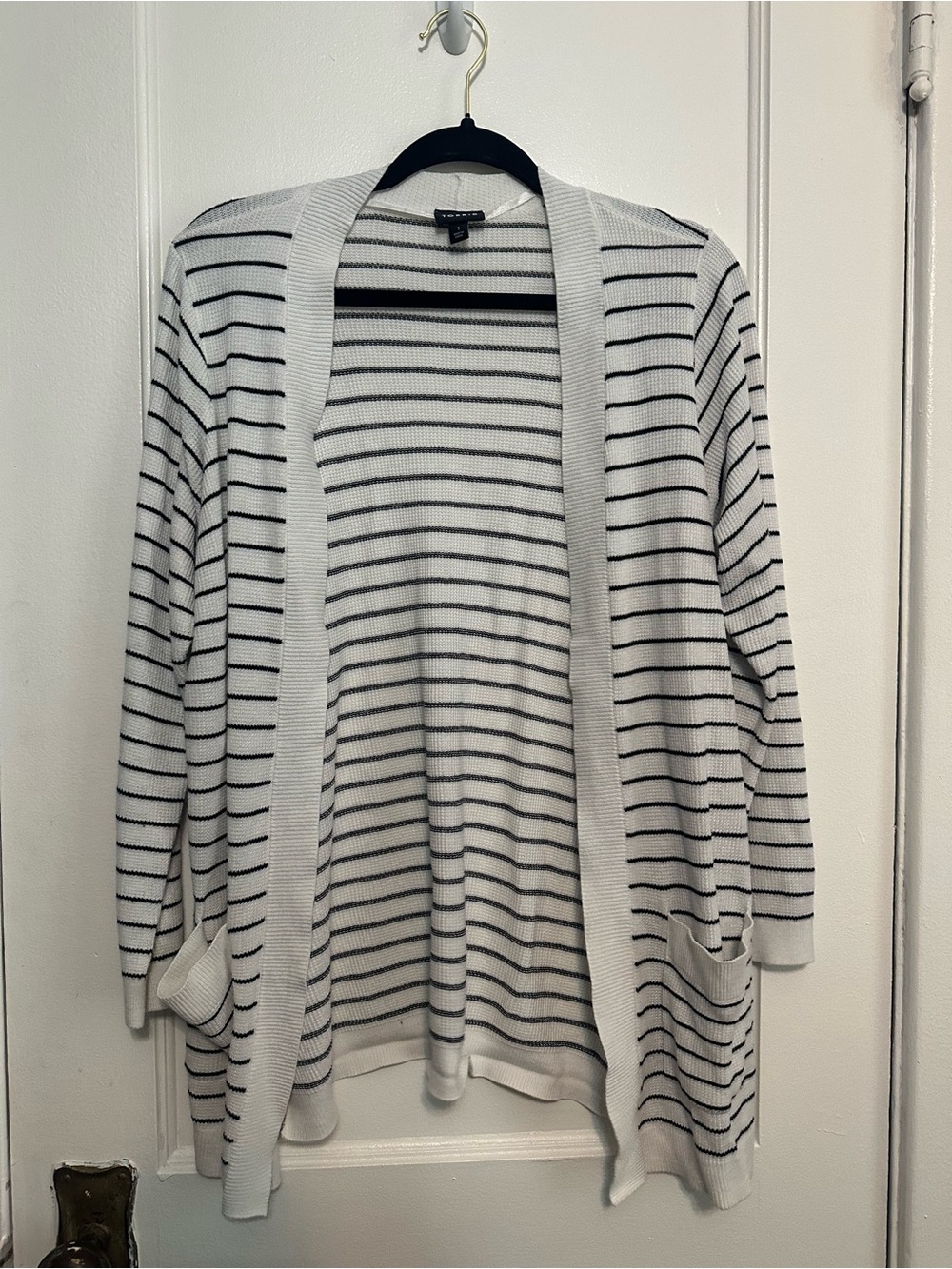 Torrid Striped Open-Front Cardigan in Black & White (1X)